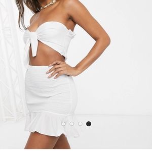 South Beach Bandeau Tie Top and Shirted Mini Skirt Set